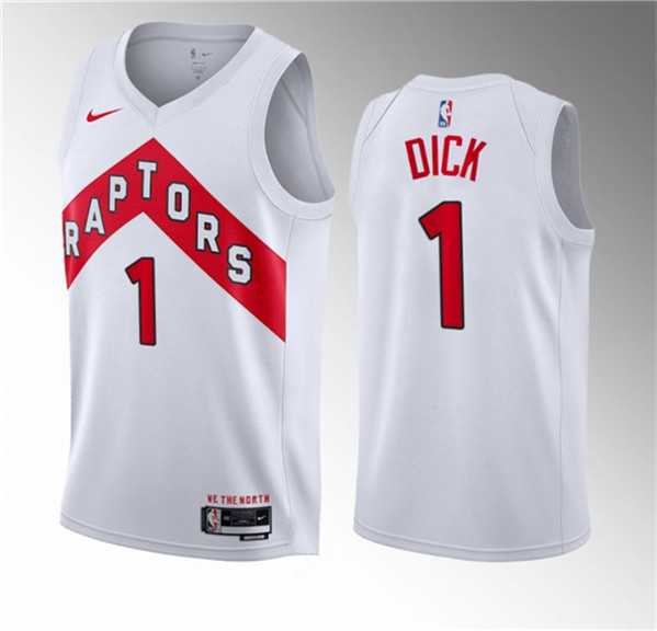 Mens Toronto Raptors #1 Gradey Dick White 2023 Draft Association Edition Stitched Basketball Jersey Dzhi